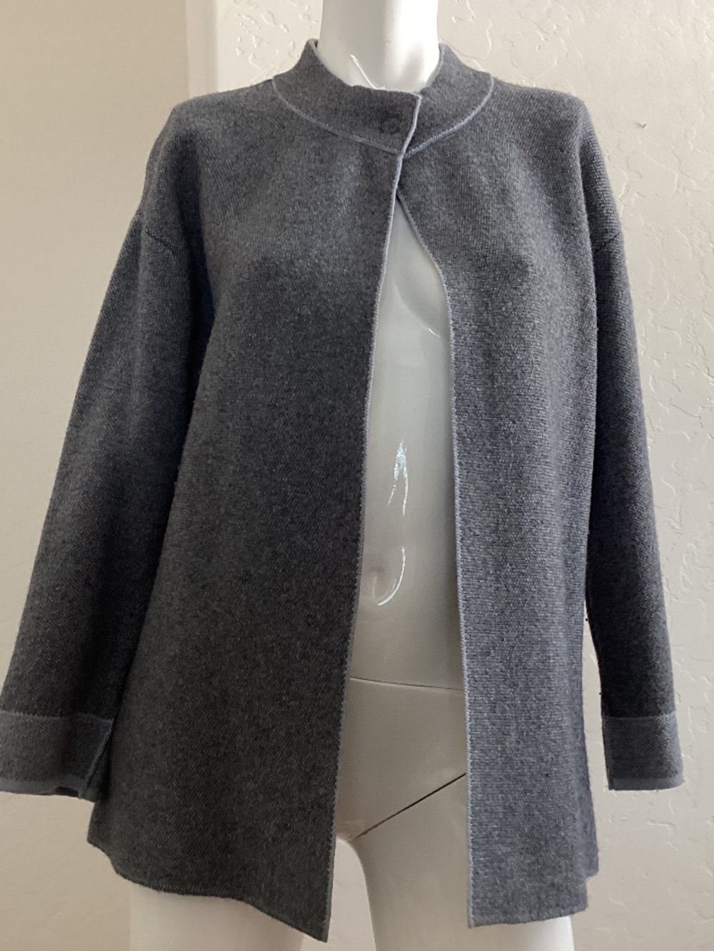 Benedetta, B., size large, grey, Marino wool blend cardigan